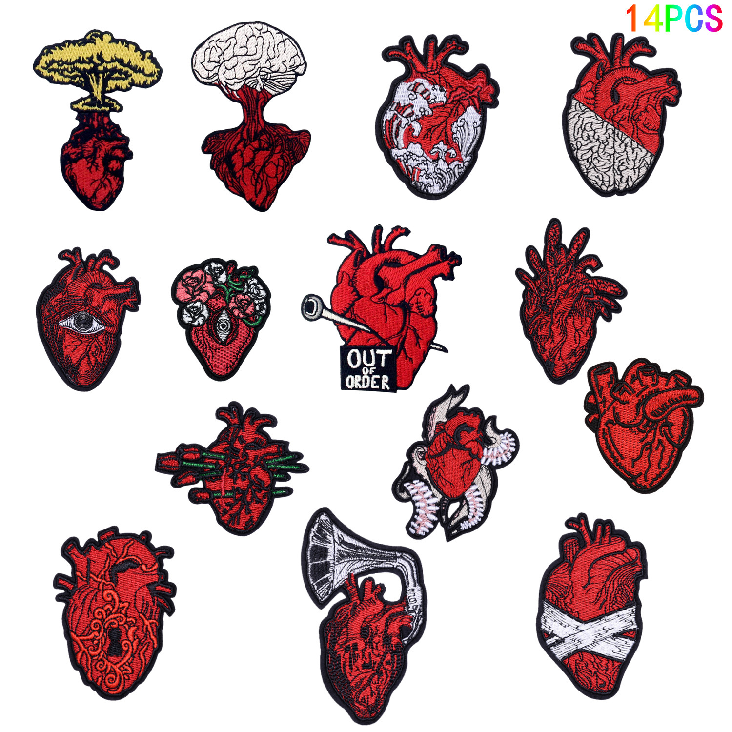 heart cloth sticker punk badge patch sticker bag clothes decorative sticker flower shoes pants adhesive sticker