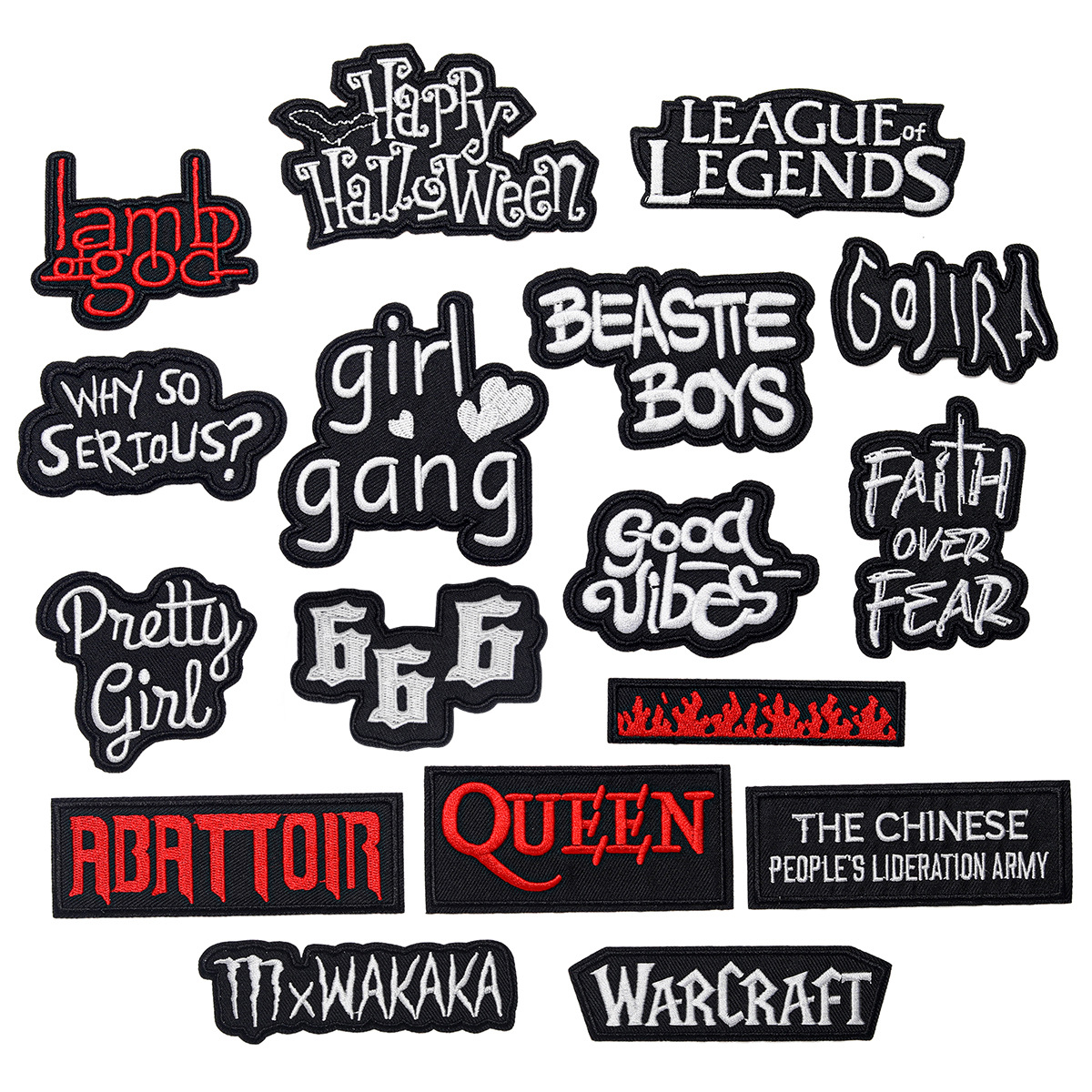 Yaxiu's black and white letter patch sticker, clothing bag decorative sticker, rectangular English letter cloth sticker