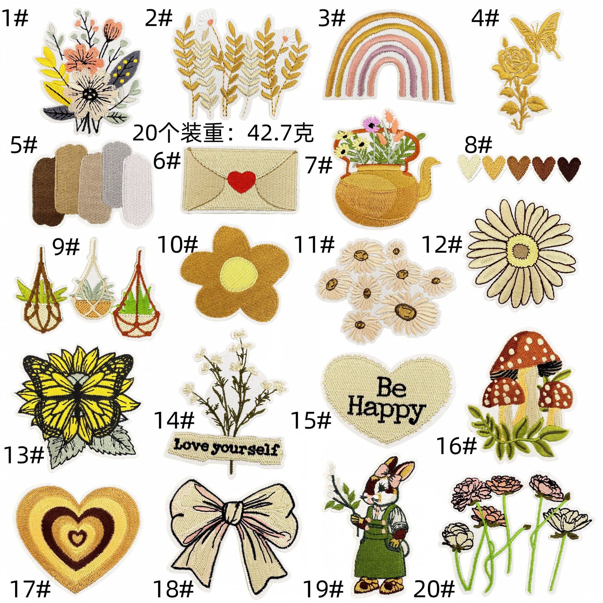 cartoon flower cloth sticker solid color clothing accessories decorative ironing patch sticker supply