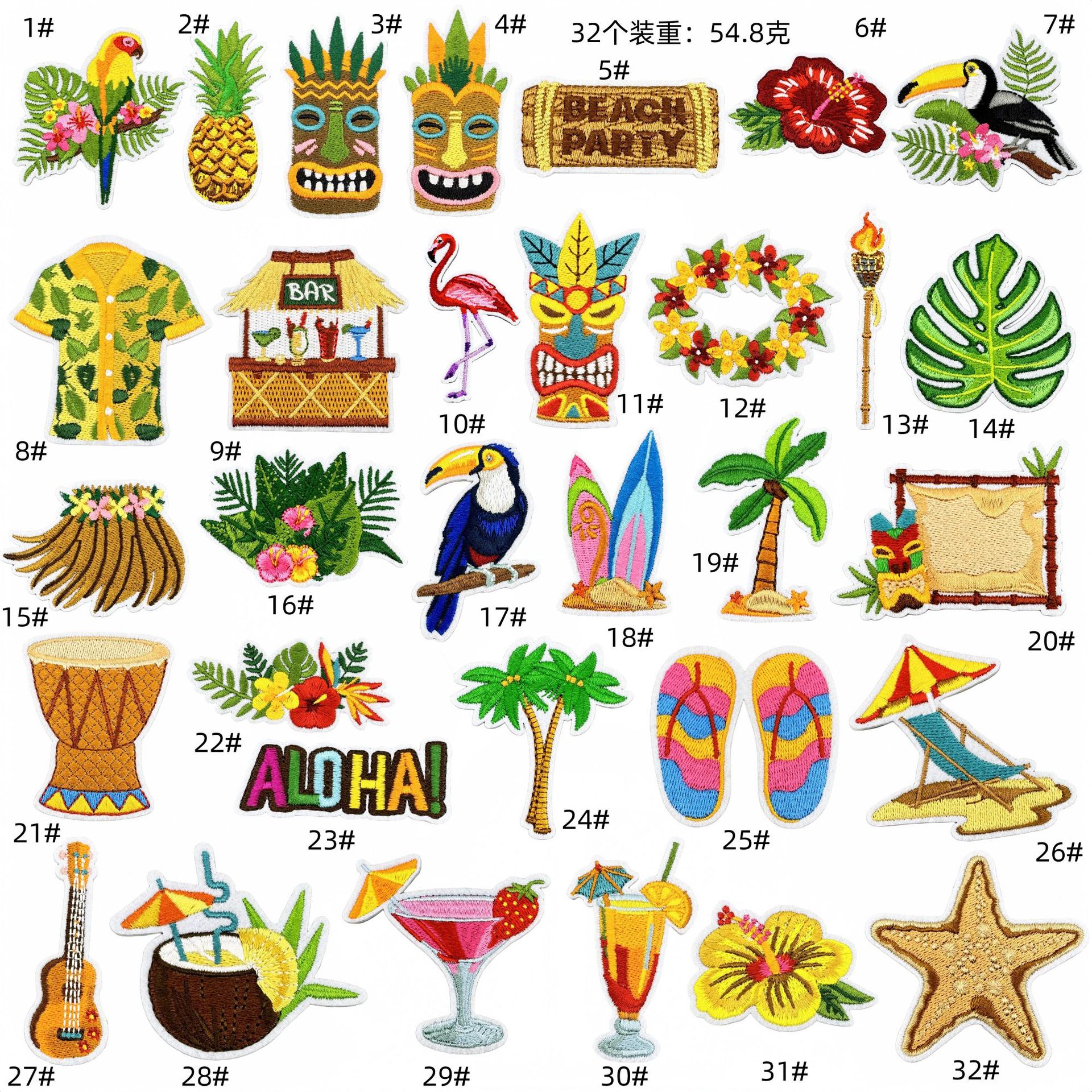 cloth sticker decorative guitar beach tropical rainforest  summer style