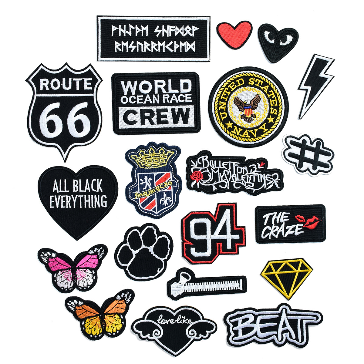 embroidery colored self-adhesive badge cloth sticker bag handbook decorative sticker butterfly love down jacket patch decal