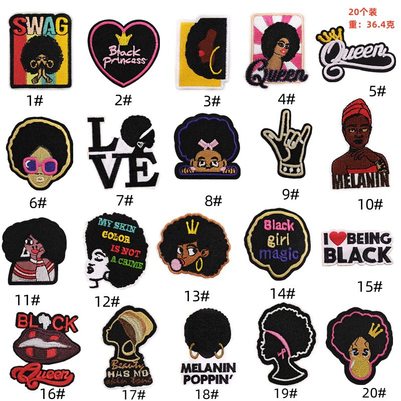 Cartoon Patch Animation Black Girl Cloth Sticker Clothes Micro Chapter Sticker Clothing Accessories