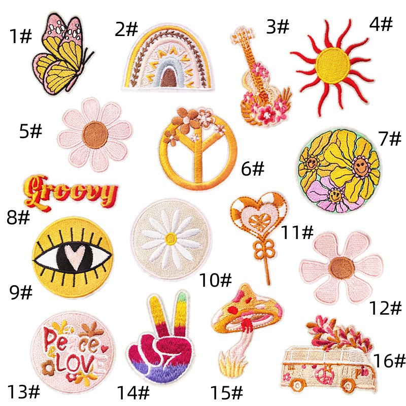 Light color cartoon flower cloth sticker cloth versatile ironing adhesive decorative sticker