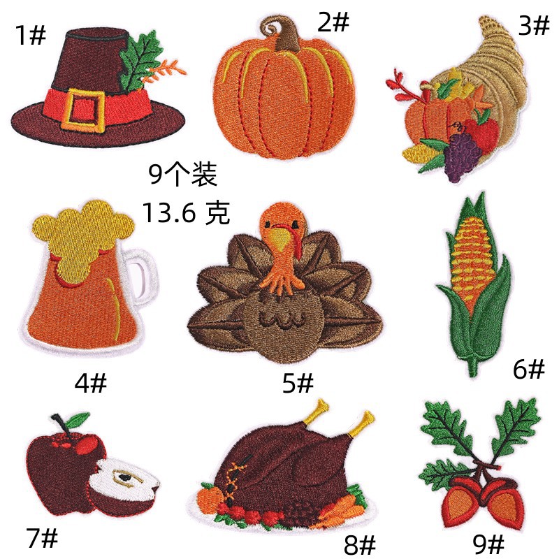 autumn harvest Thanksgiving cloth sticker cartoon turkey beer sticker apple pumpkin chapter discount