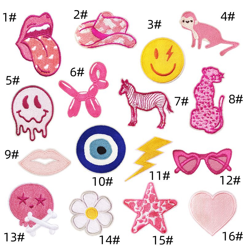 Pink cloth sticker animal cartoon cute animation + ding sticker children's clothing accessories ironing label electric stamp sticker