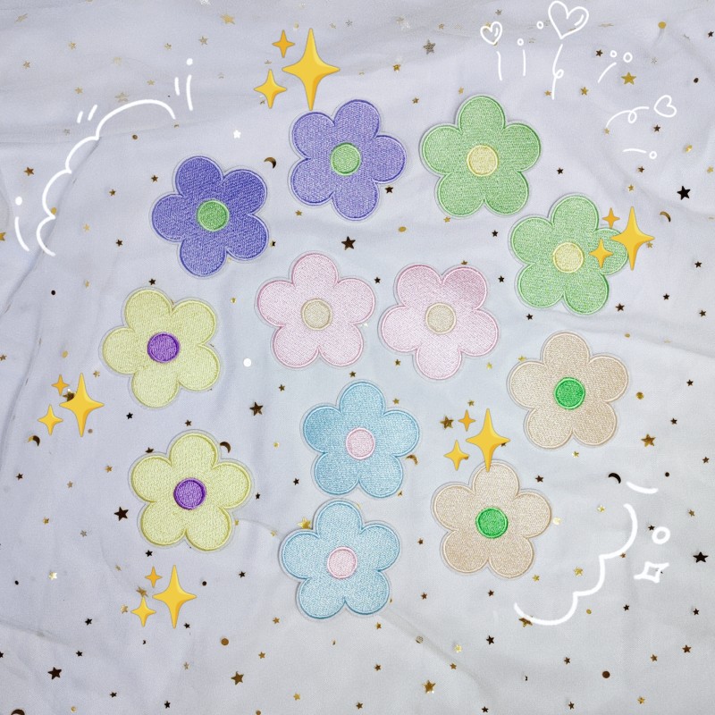 Embroidery Macaron Color Flower Cloth Sticker Clothing Accessories Patch Sticker DIY Mobile Phone Case Accessories
