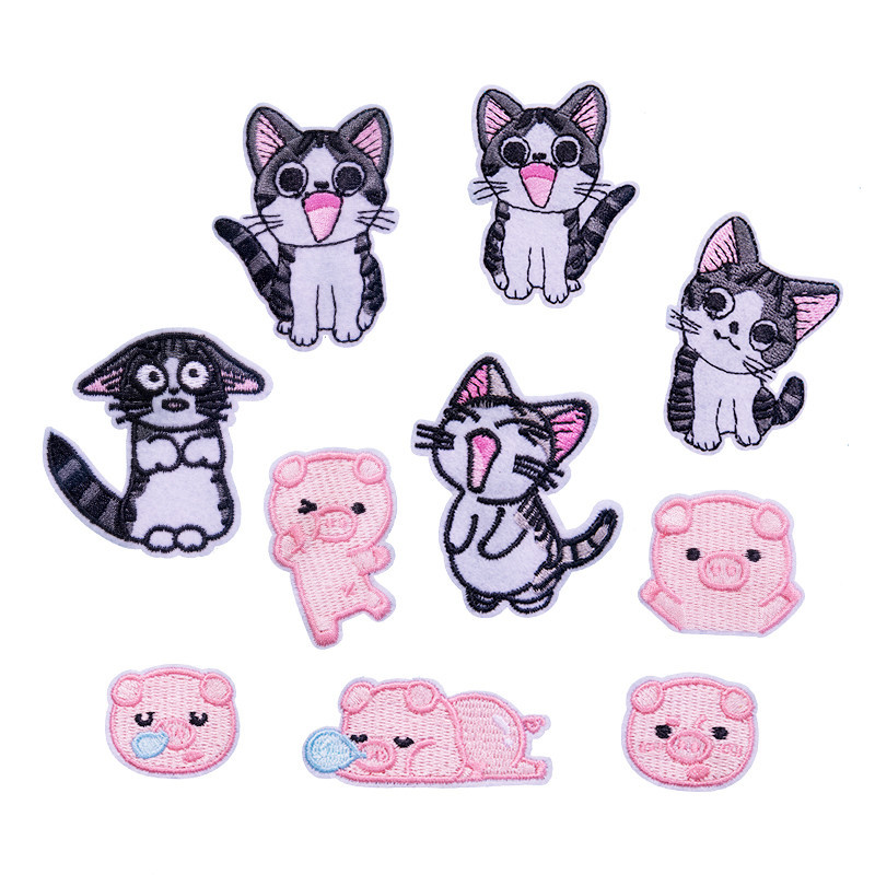 cloth sticker stamp cartoon DIY pink piggy clothes decorative patch factory direct supply