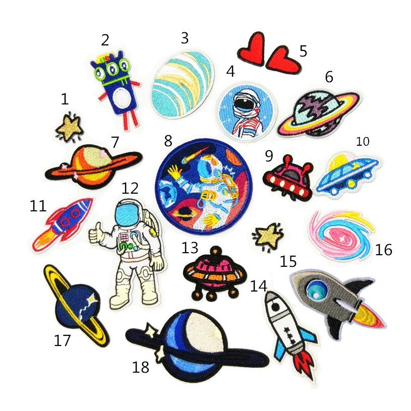 embroidery cloth stickers astronauts rocket planet astronauts boutique patch stickers fast selling supply