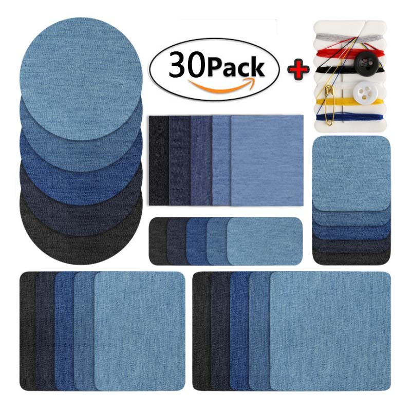 Elegant denim cut rectangular oval adhesive patch patch cloth sticker scissable bag elbow pants knee patch