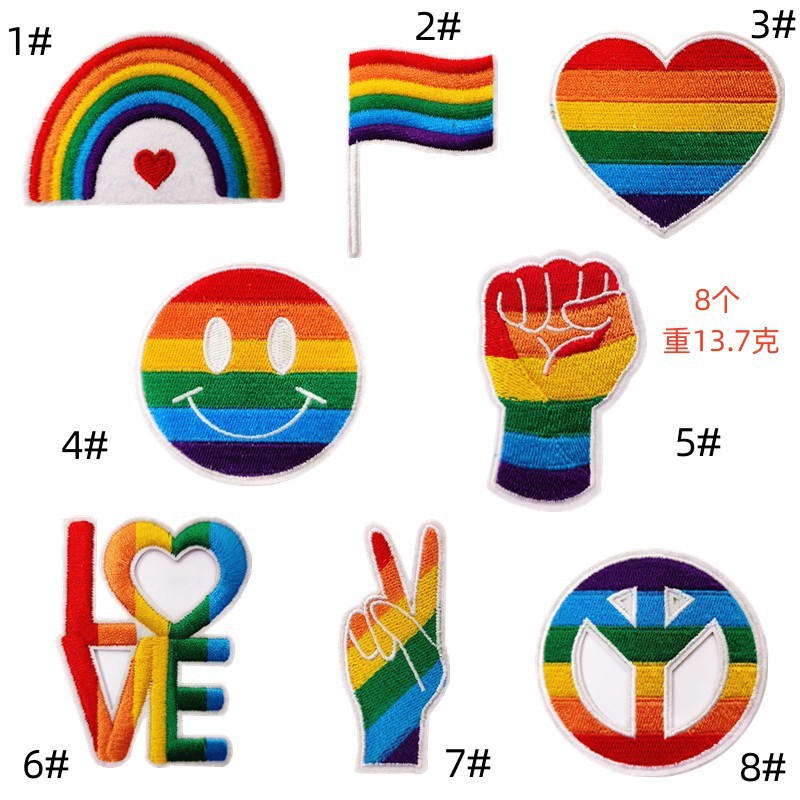Embroidery cloth sticker Color love patch sticker flag label repair + chapter boy armband Versatile fashion