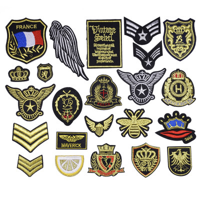 embroidery gold thread cloth sticker, clothing badge adhesive accessories patch sticker