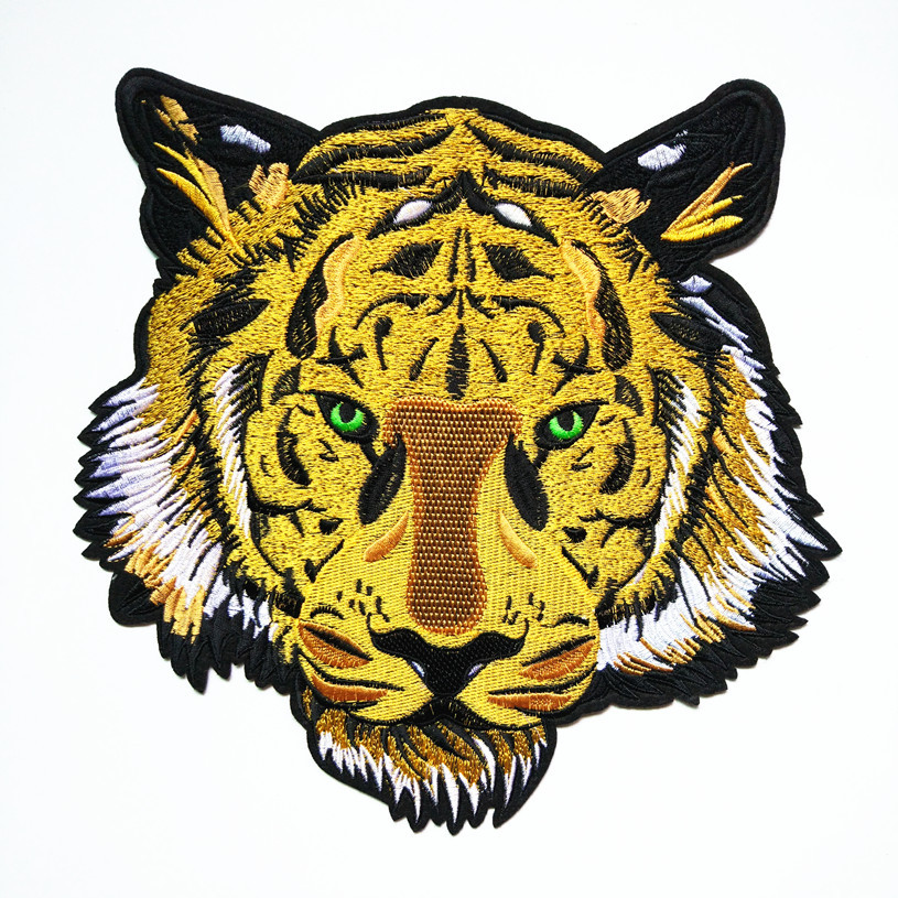 embroidery cloth sticker, large tiger head cloth sticker, patch sticker, coat decoration, clothing accessories, adhesive backing spot