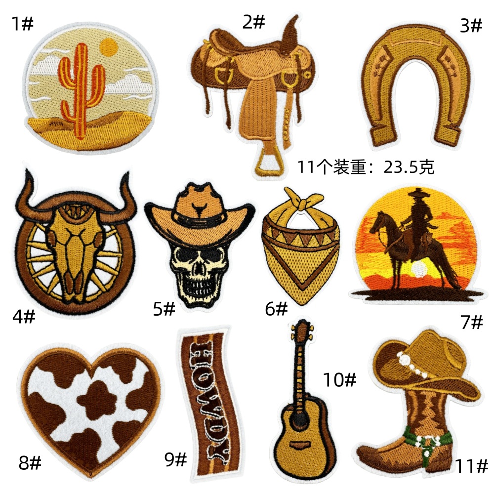 western denim cloth sticker graffiti clothing accessories hot melt adhesive