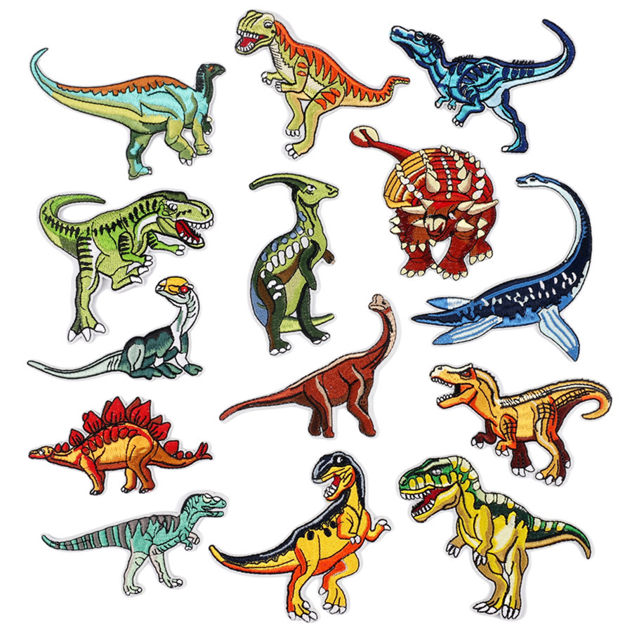embroidery animation custom boutique dinosaur cloth sticker cartoon animal patch sticker clothing accessories