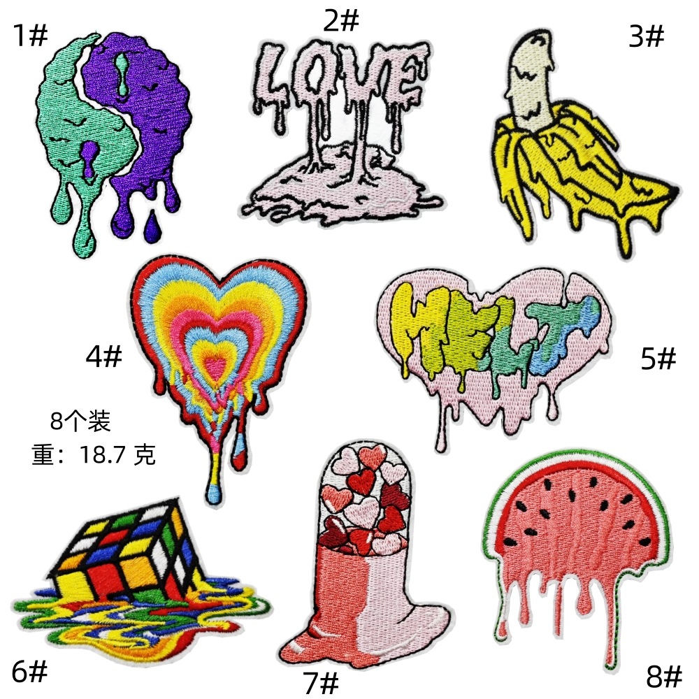 melt love cloth sticker graffiti patch sticker small fresh cloth sticker watermelon English word sticker