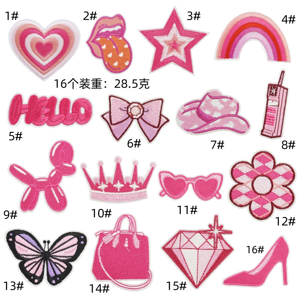 Pink bow cloth sticker, clothes decoration love patch sticker, handmade hairpin jewelry, cloth label