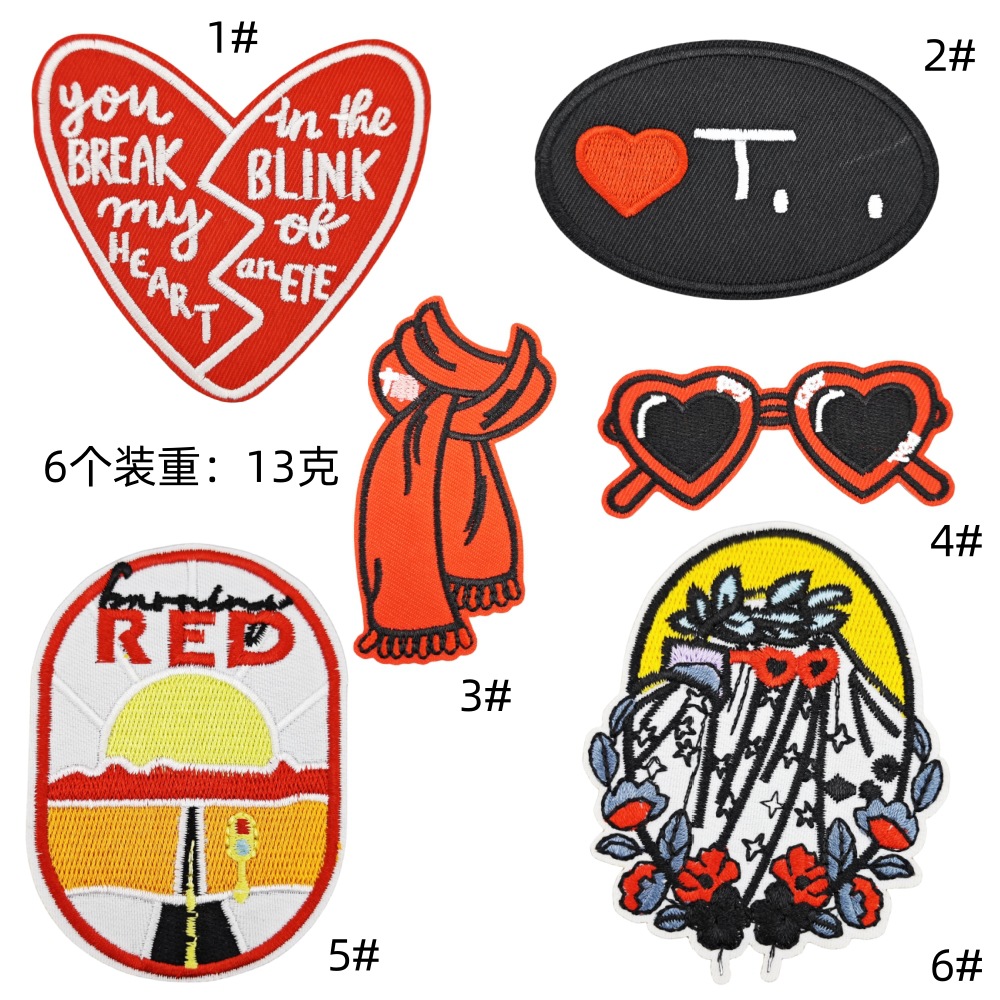 cartoon badge cloth sticker sunglasses accessories love text badge love text electric hot melt adhesive spot