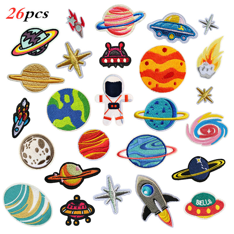 universe planet cloth sticker, astronaut adhesive patch sticker