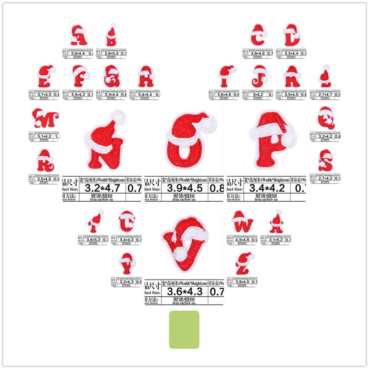 Factory direct explosive version Christmas style 26 English letters cloth sticker cartoon cloth sticker