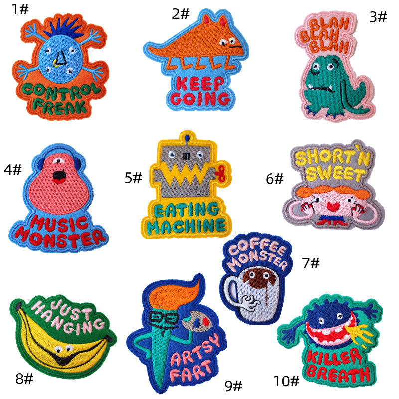 cloth sticker Color little monster non-woven fabric sticker label tide brand patch sticker