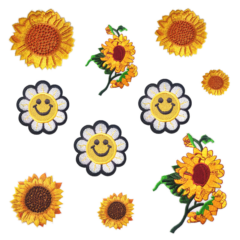 embroidery sunflower sticker DIY clothes flower patch sticker cute sunflower adhesive cloth sticker spot