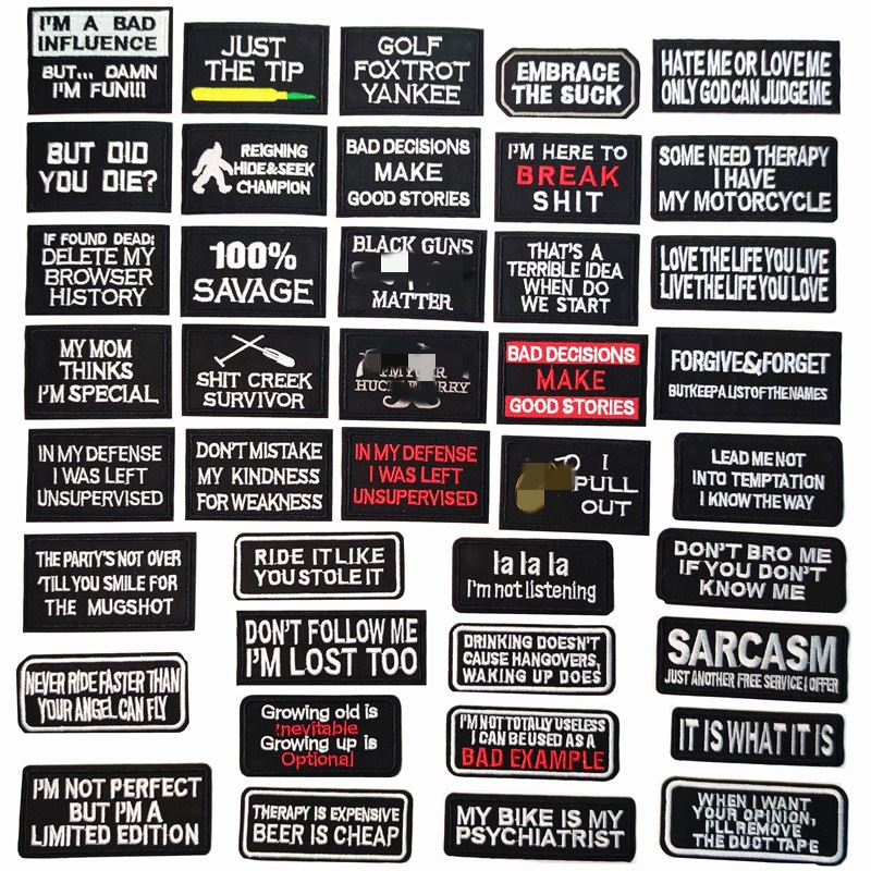 embroidery label English letter patch sticker clothes shoulder patch rectangular armband cloth sticker accessories decal