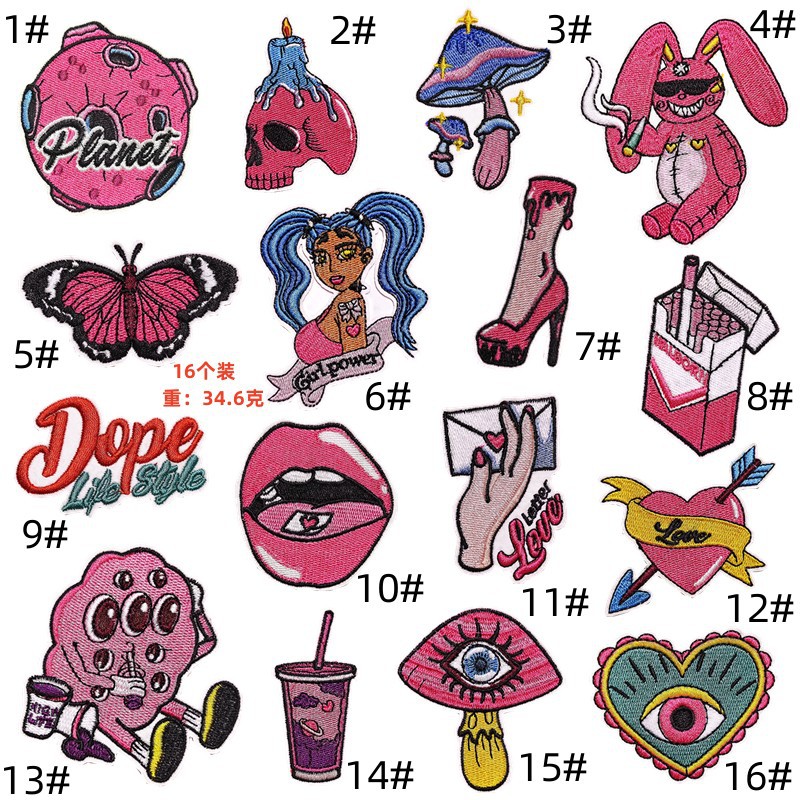 Graffiti wind cloth sticker pink cartoon girl water cup decoration cloth sticker planet love suitcase sticker
