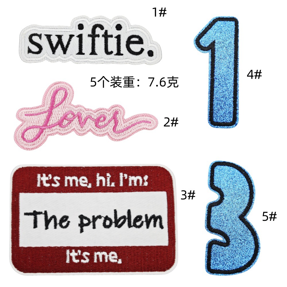 Cross Border Taylor Swift English Alphabet Cloth Sticker Music Album Brooch Badge Jewelry Record Pink