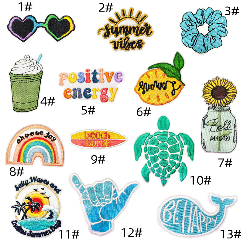 cloth sticker cartoon summer style sticker glasses Coke stamp finger coconut patch decal