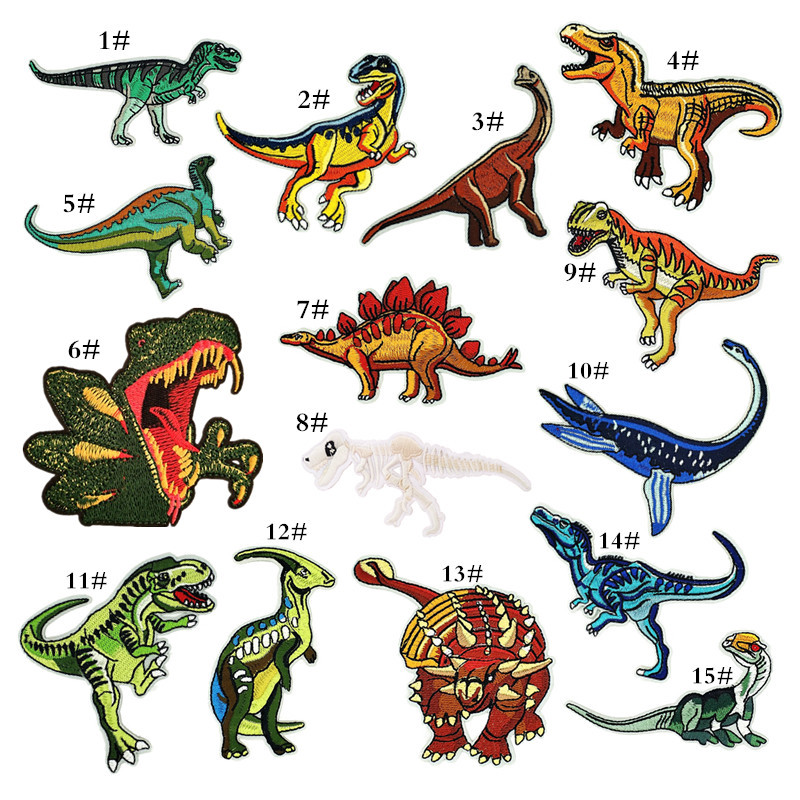 cloth sticker Tyrannosaurus rex dinosaur cloth sticker cartoon animal patch sticker clothing accessories decal set combination