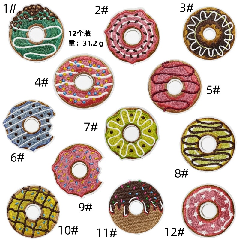 delicious donuts, cloth stickers, colorful round bags, decorative clothes, hole repair subsidies, creative food games