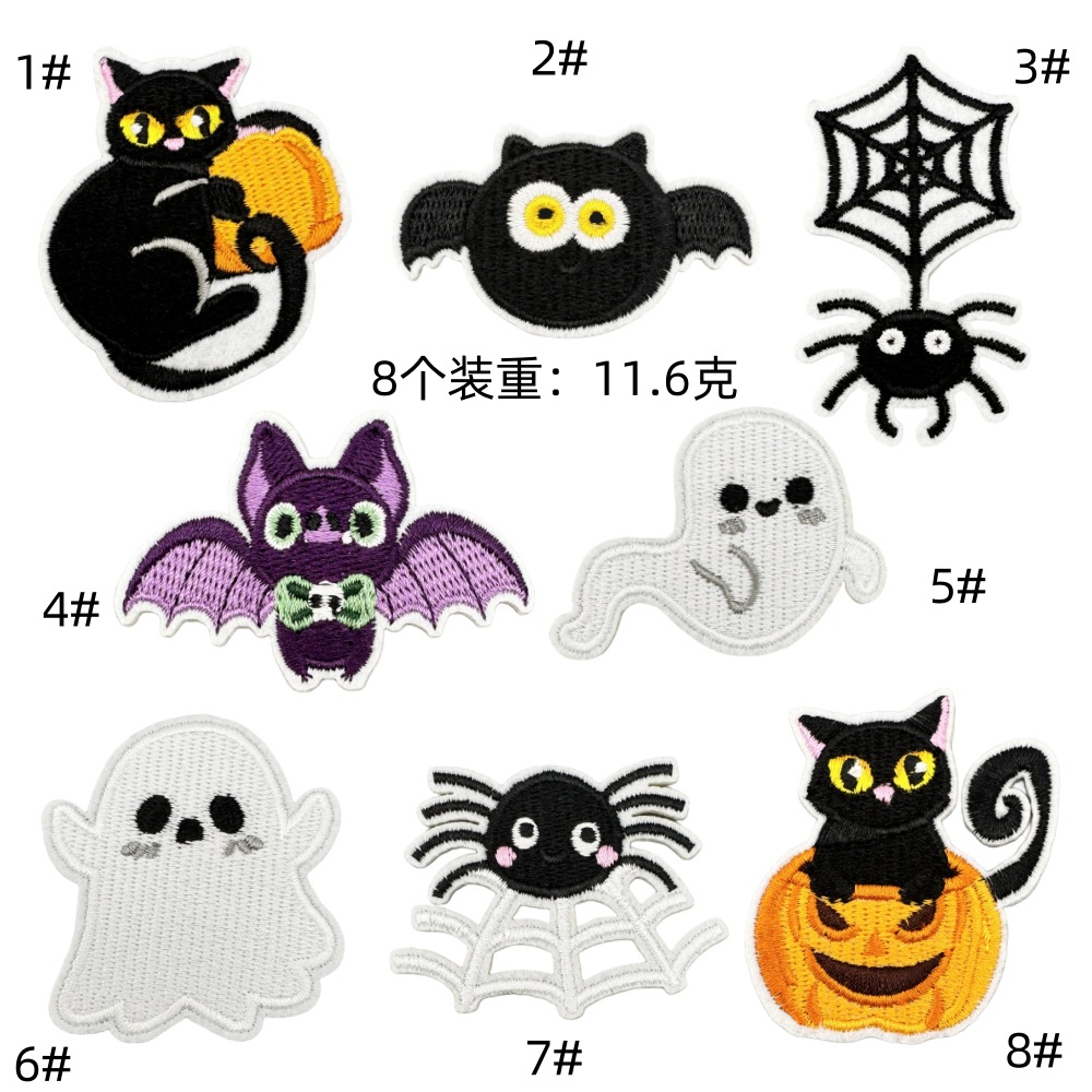 Halloween Cloth Sticker Pumpkin Bat Decor Kids Ornaments Ghost Accessories Brooch Badge Cat Castle Spider Sticker