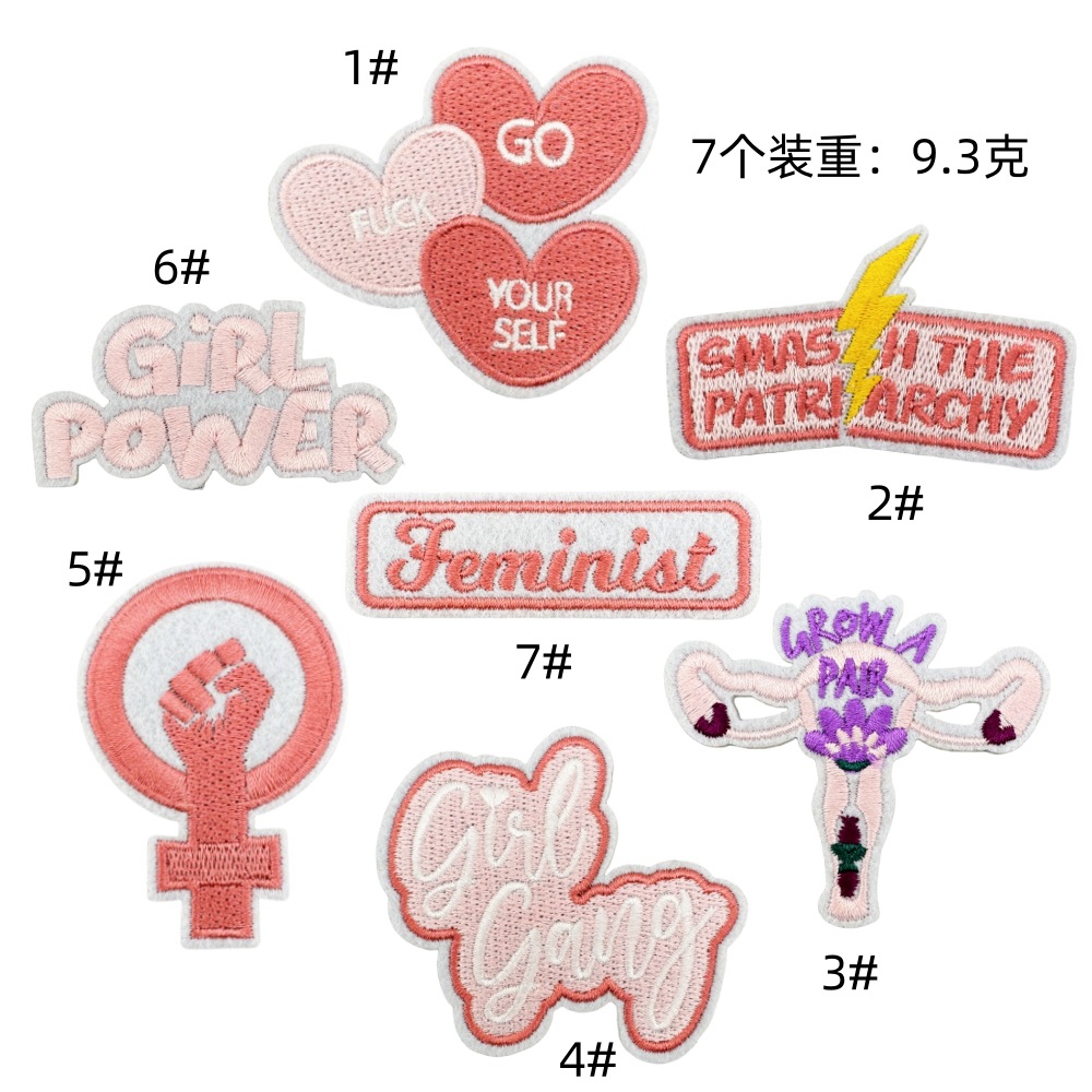 Cartoon series cloth sticker pink creative personality English badge girl accessories letter bag