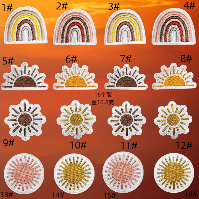 embroidery cloth sticker cartoon sun cloth sticker landscape elements macaron color versatile chapter