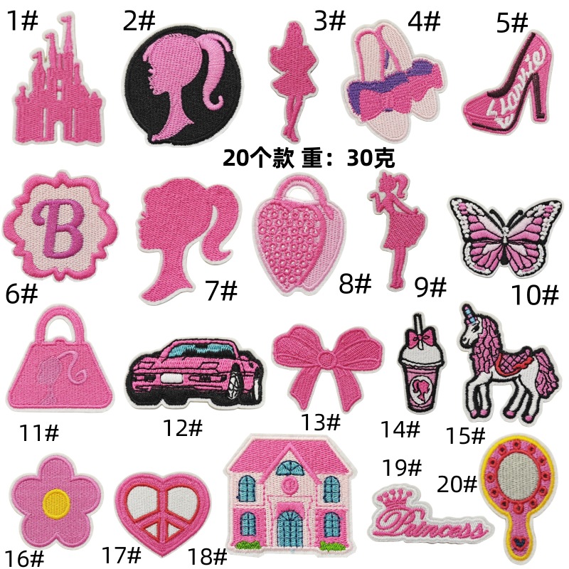 pink cartoon girl cloth sticker doll label clothing accessories cloth hole patch