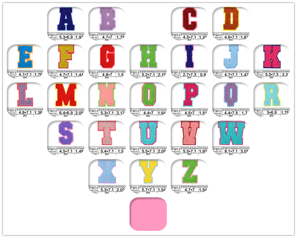 Color letters cartoon label towel patch cloth sticker label clothing shoes and hats badge spot