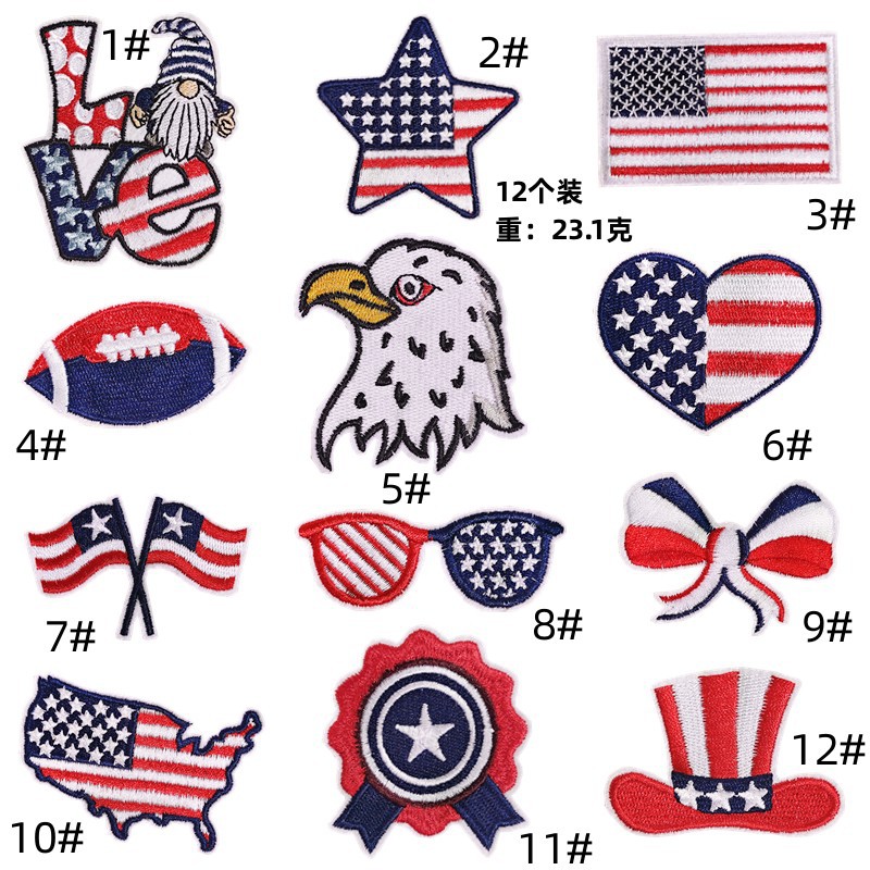 American Independence Day decoration cloth sticker baseball flag badge holiday party ironing