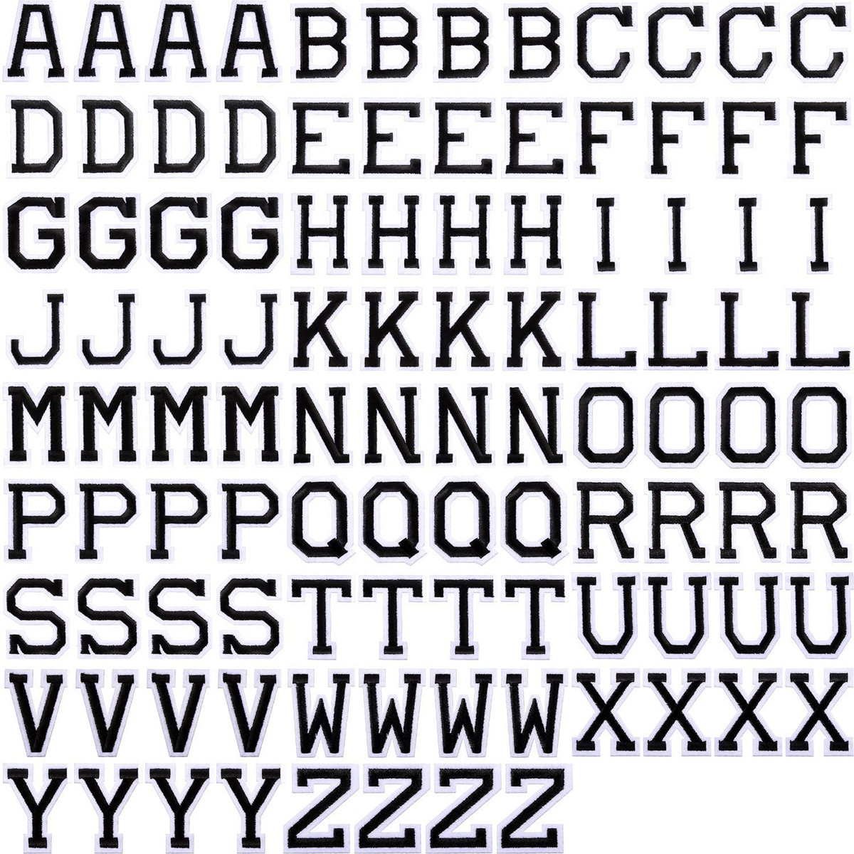 Embroidery cloth stickers 26 black and white color English letters adhesive-backed patches School uniform number Pinyin clothing accessories set