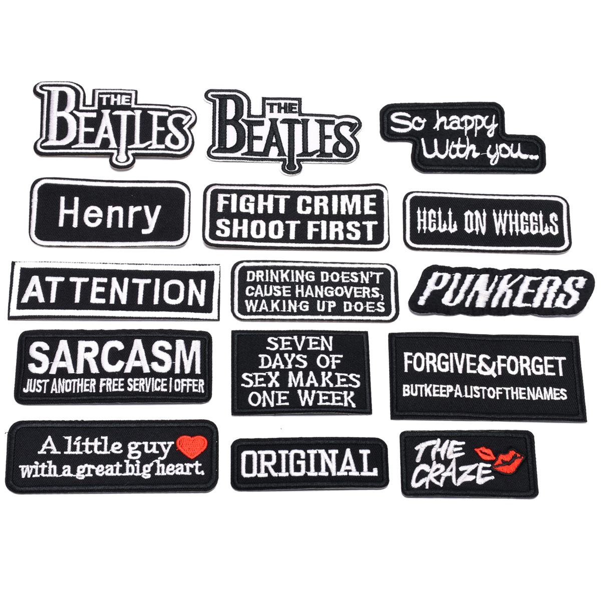 Repair Flower Patch Patch Cloth Sticker Letter Clothes Decoration Black and White Hole Mark Rectangle English