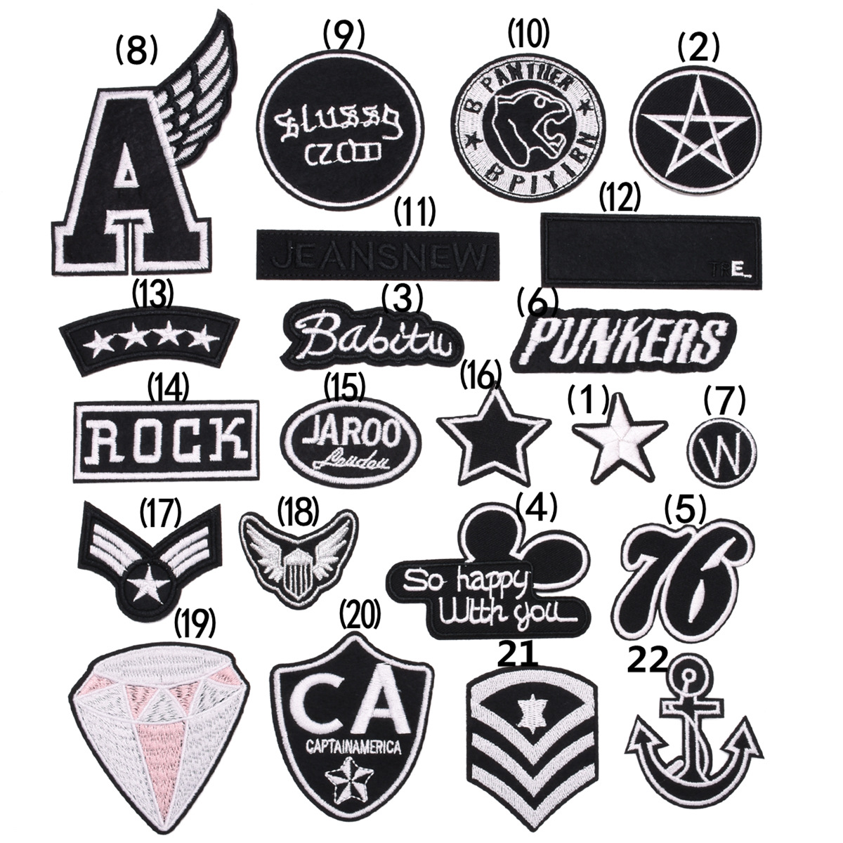 embroidery accessories letter cloth stickers, clothing accessories, clothes shoes and hats patches, black ironing badges