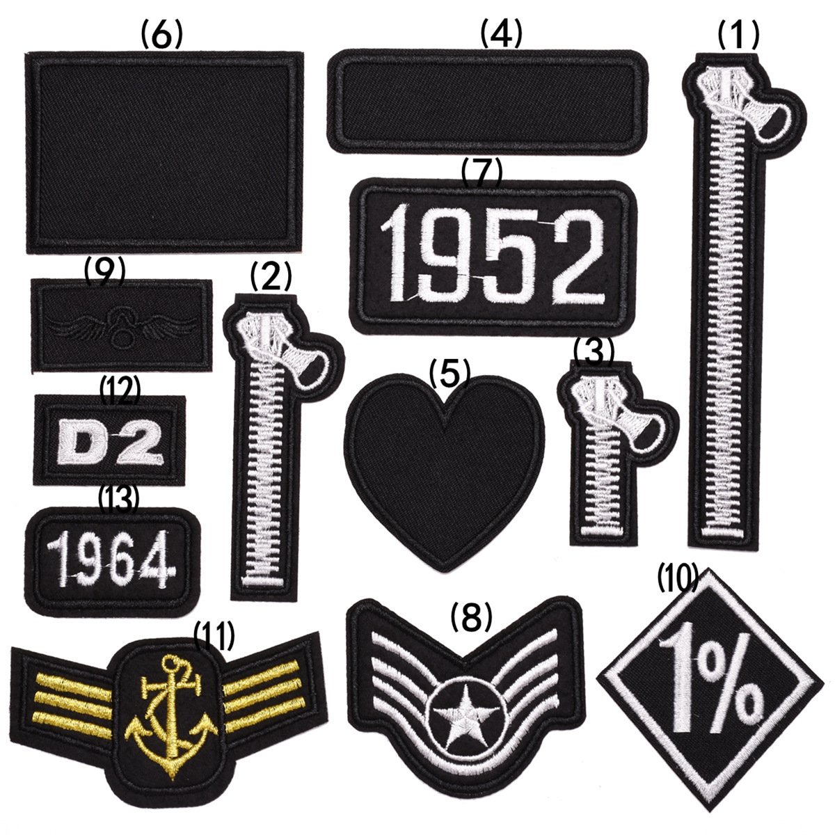 Embroidery black and white letters patch cloth sticker shoes hat bag patch clothing accessories