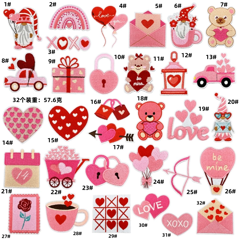 wedding cloth sticker pink Valentine's Day love decorative handbook cute cartoon bear ironing sticker
