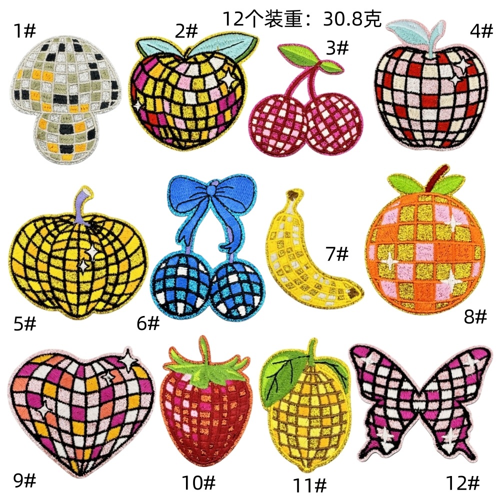 fruit cloth sticker shiny Phnom Penh clothing accessories decoration plaid accessories sticker