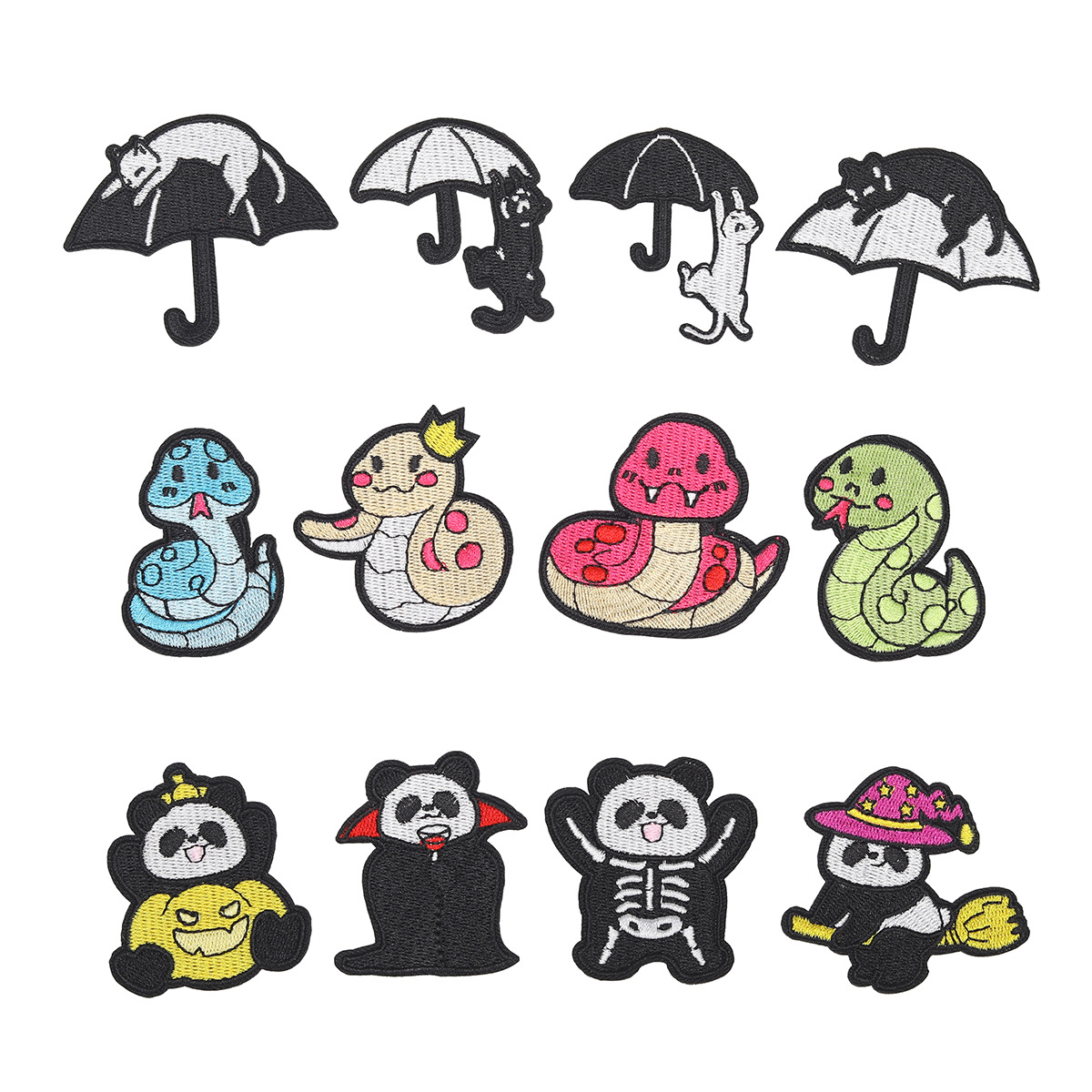 Embroidery Product Sticker Snake Cloth Sticker Black Cat Patch Sticker Magic Panda Bag Decoration Sticker