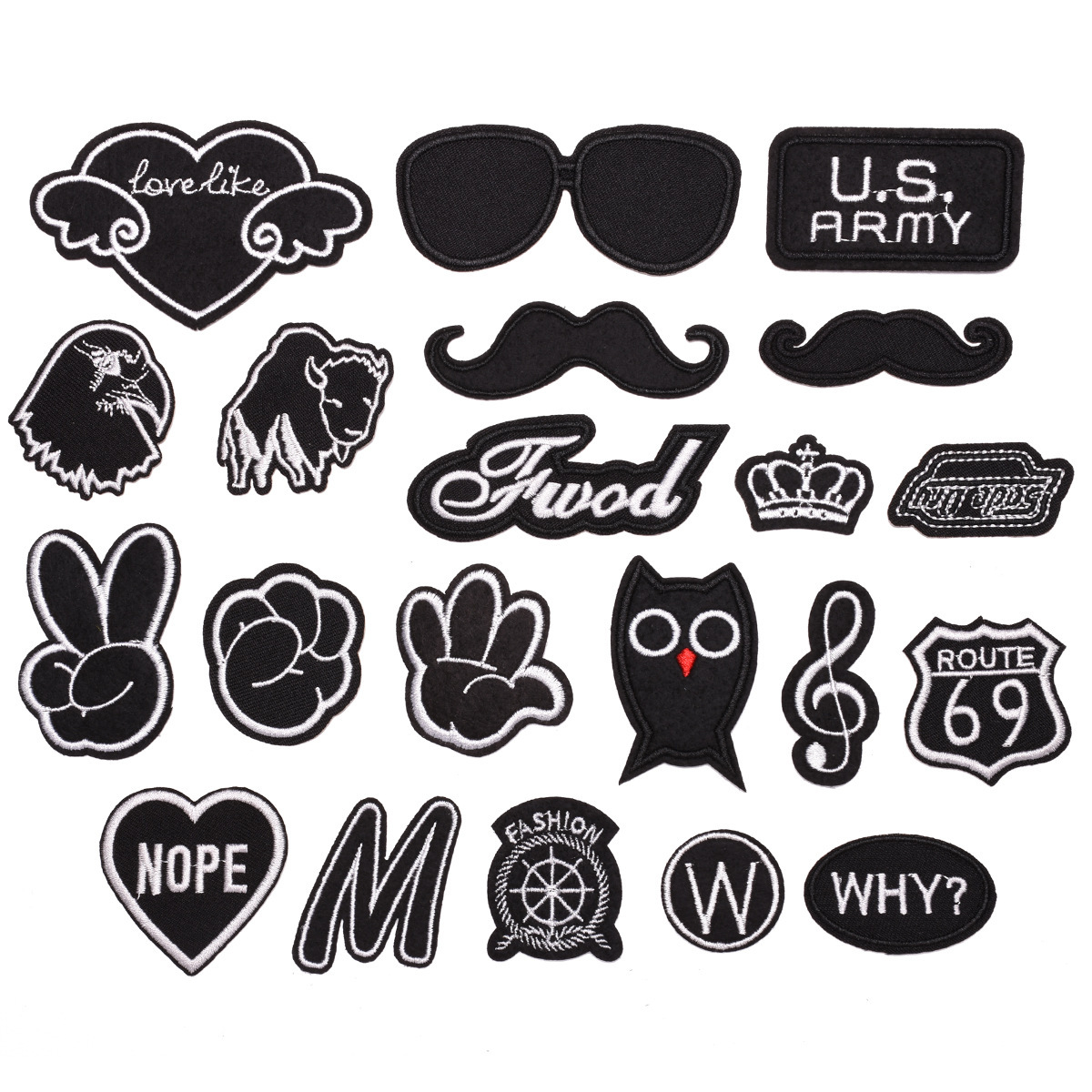 embroidery cloth sticker clothing bag shoes and hats handicraft skull tide cool black and white badge fixed