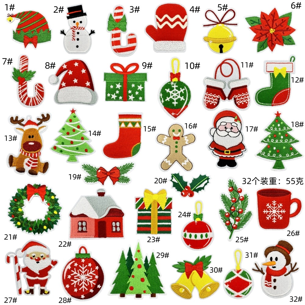 Cartoon christmas cloth sticker cute santa snowman holiday decoration badge patch christmas tree decoration elk