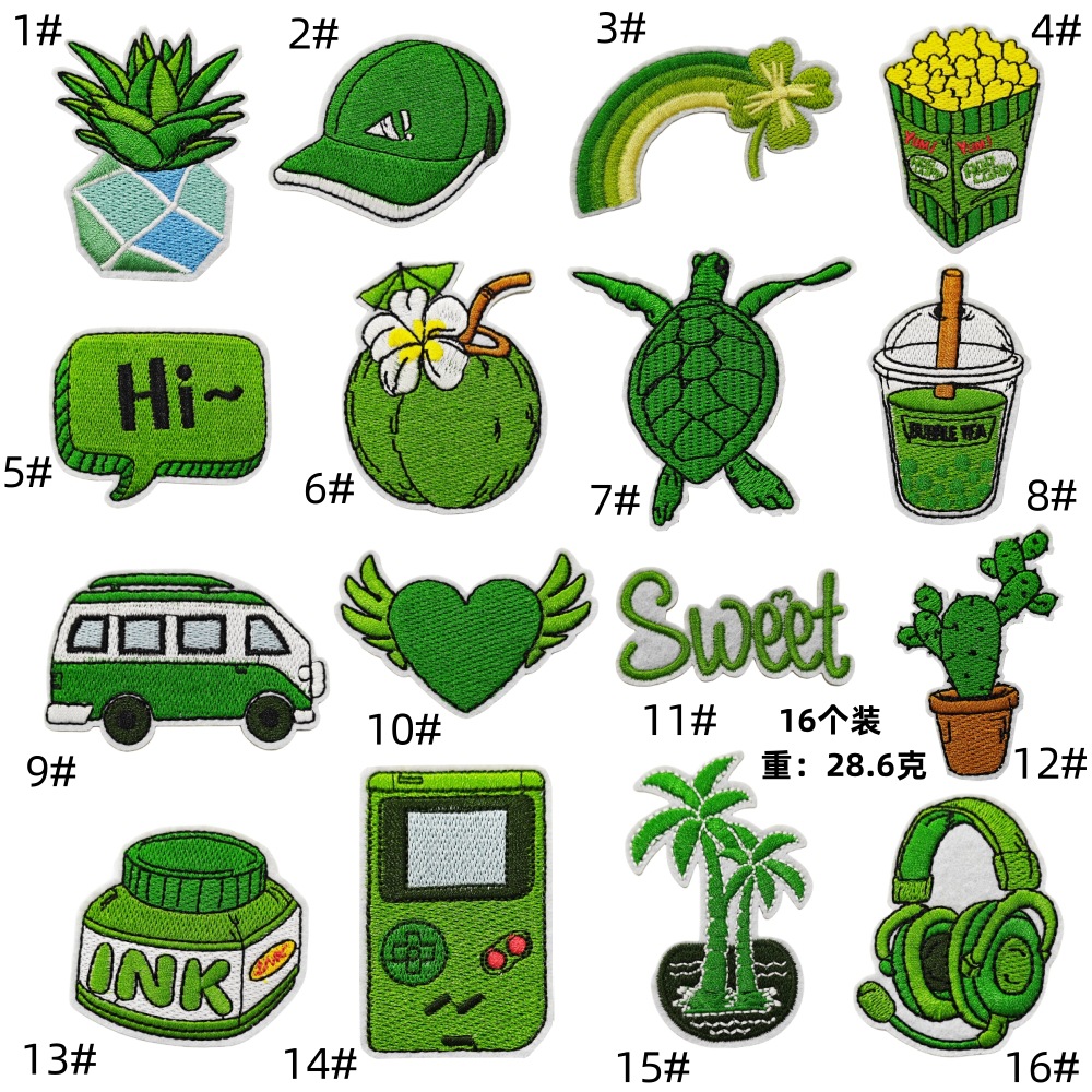 down jacket green series patch sticker cartoon repair ironing tent jacket adhesive back model