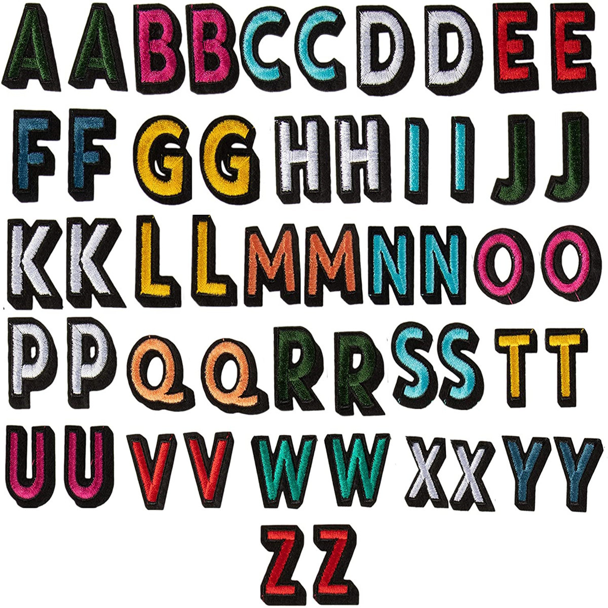 Embroidery cloth stickers 26 colored English letters, adhesive-backed patches, school uniforms, pinyin clothing accessories, combinations