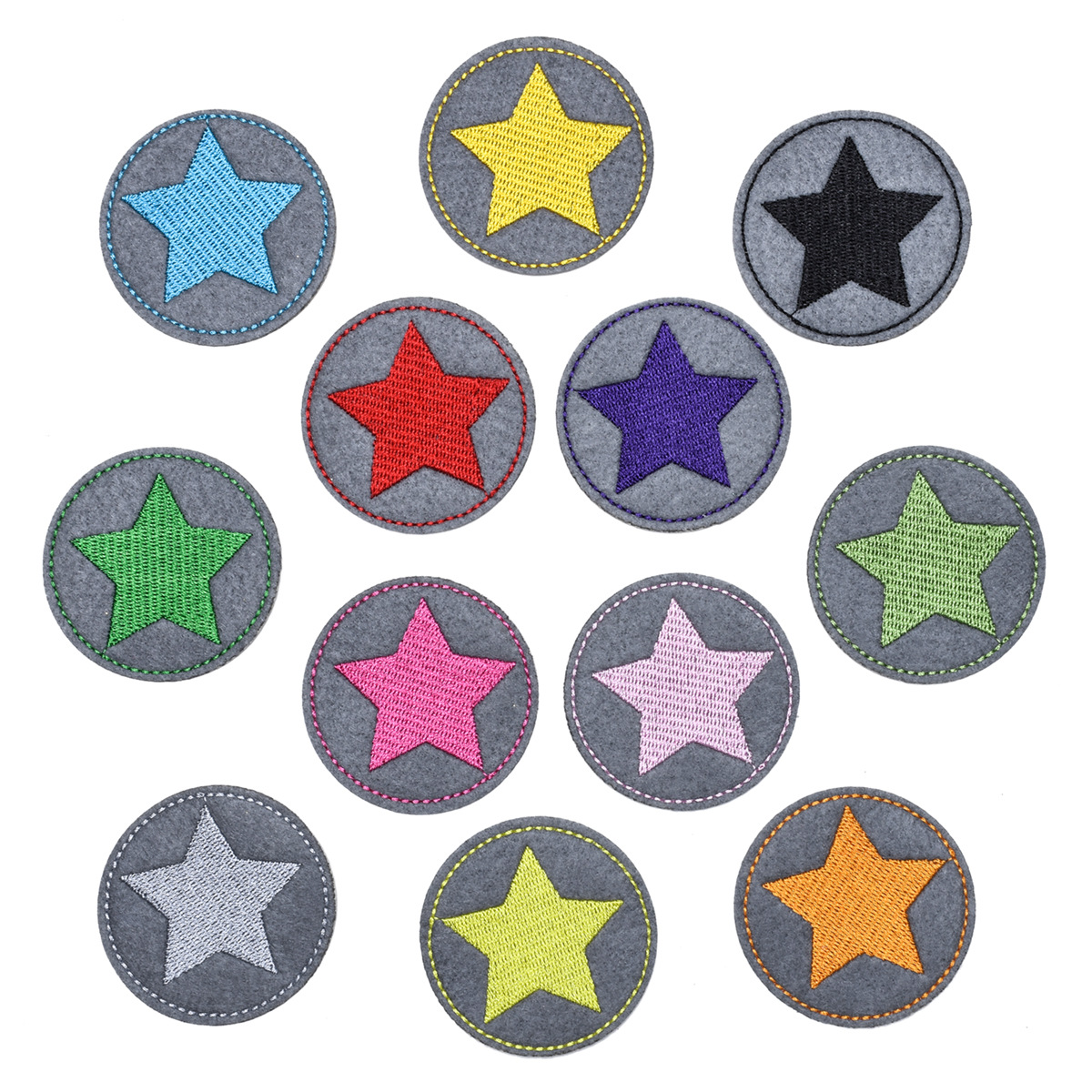 Color pentagram cloth sticker stamp clothing shoes and hats bag DIY patch sticker with adhesive backing combination