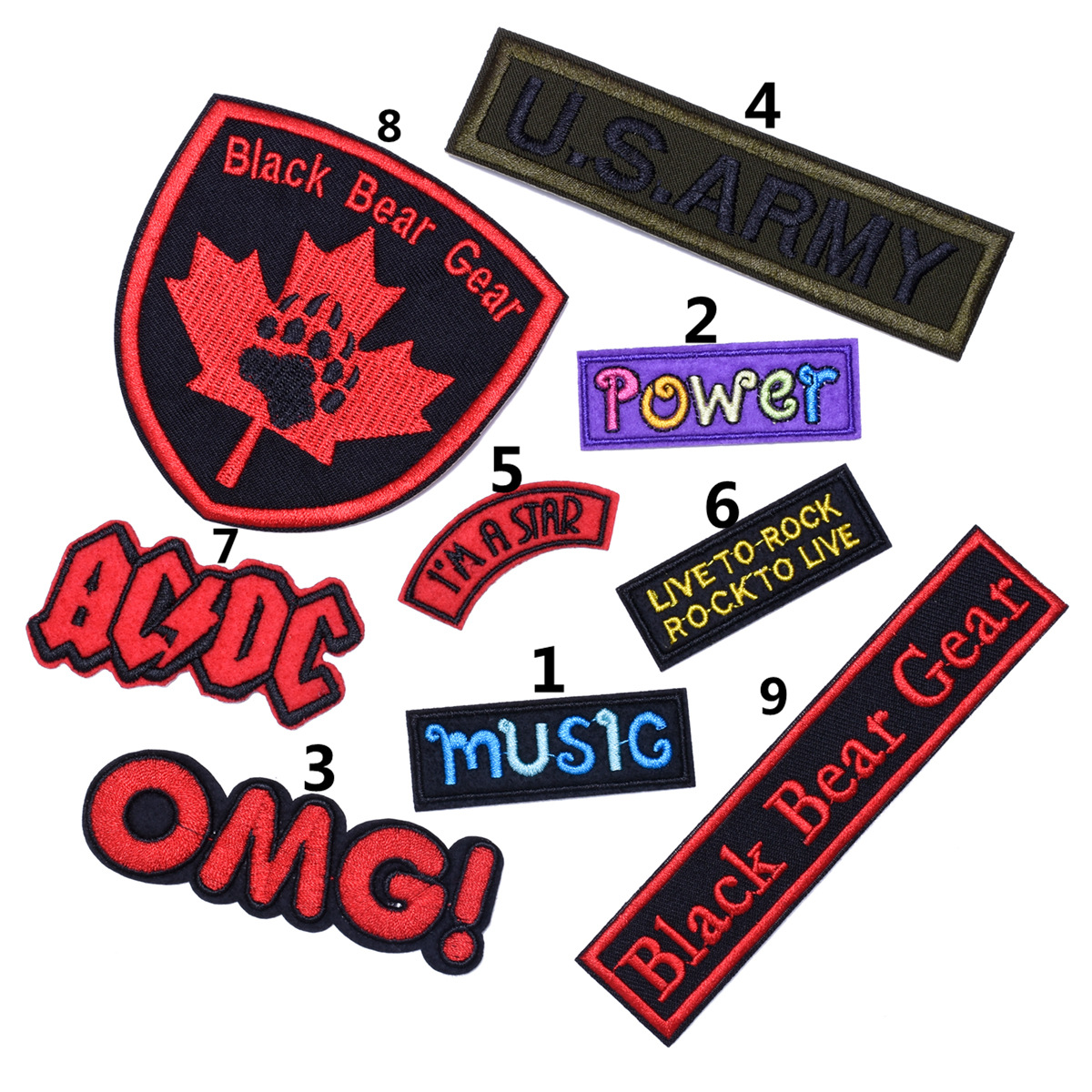 Embroidery Label English Letter Badge Clothing Accessories Down Jacket Patch Sticker Color Cloth Sticker